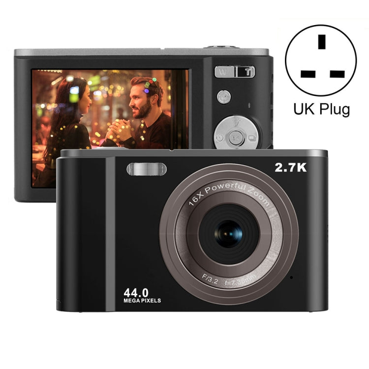 DC302 2.88 inch 44MP 16X Zoom 2.7K Full HD Digital Camera Children Card Camera, UK Plug (Black) - Children Cameras by PMC Jewellery | Online Shopping South Africa | PMC Jewellery | Buy Now Pay Later Mobicred