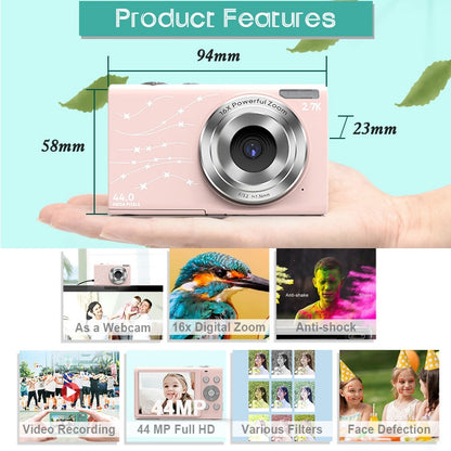 DC402 2.4 inch 44MP 16X Zoom 1080P Full HD Digital Camera Children Card Camera, US Plug (Black) - Children Cameras by PMC Jewellery | Online Shopping South Africa | PMC Jewellery | Buy Now Pay Later Mobicred