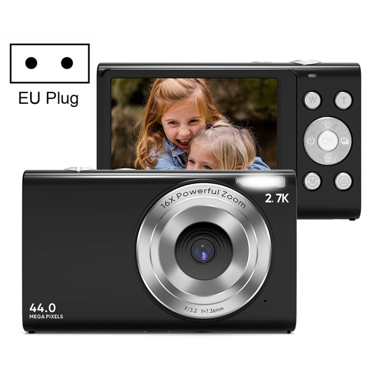 DC402 2.4 inch 44MP 16X Zoom 1080P Full HD Digital Camera Children Card Camera, EU Plug (Black) - Children Cameras by PMC Jewellery | Online Shopping South Africa | PMC Jewellery | Buy Now Pay Later Mobicred