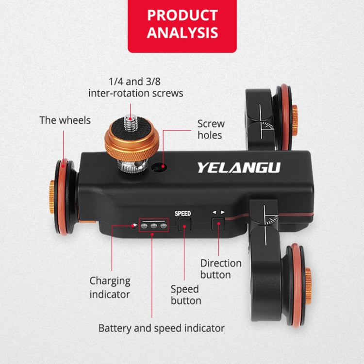 YELANGU L4X Camera Wheel Dolly + PC142 Phone Clamp with Remote, Load: 3kg - Camera Dolly by YELANGU | Online Shopping South Africa | PMC Jewellery | Buy Now Pay Later Mobicred