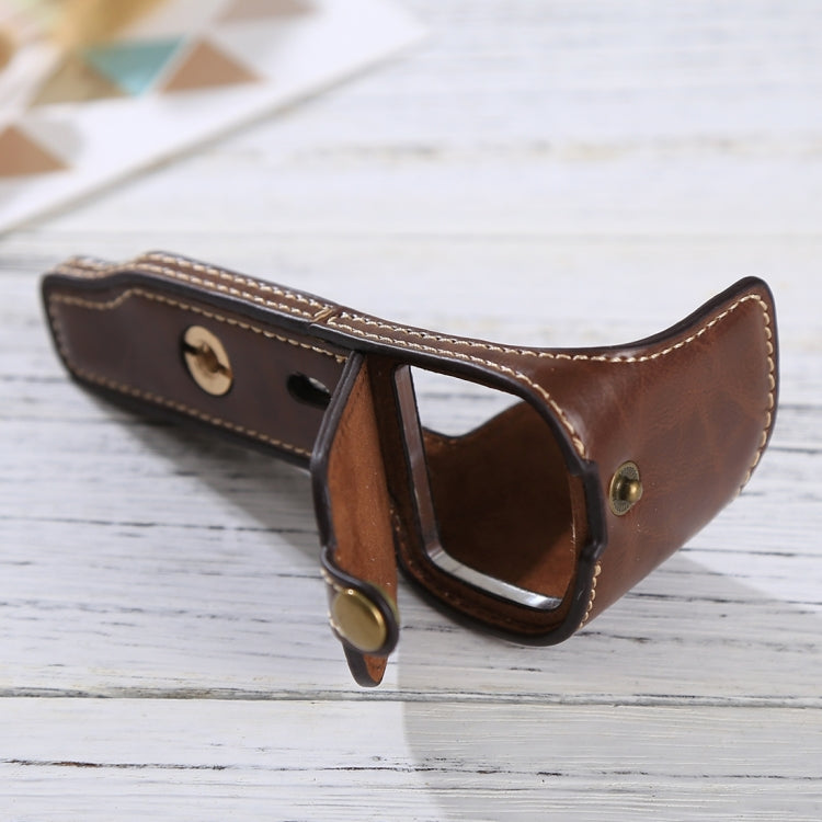 1/4 inch Thread PU Leather Camera Half Case Base for Sony Alpha 6100 / A6100(Coffee) - Half Case by PMC TechLife | Online Shopping South Africa | PMC TechLife | Buy Now Pay Later Mobicred