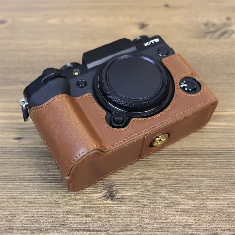 For FUJIFILM X-T5 1/4 inch Thread PU Leather Camera Half Case Base (Coffee) - Half Case by PMC TechLife | Online Shopping South Africa | PMC TechLife | Buy Now Pay Later Mobicred
