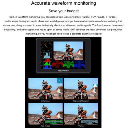 FEELWORLD SH7 7-inch Ultra Bright 2200nit On-camera Monitor SDI HDMI Cross Conversion (Black) - On-camera Monitors by FEELWORLD | Online Shopping South Africa | PMC Jewellery | Buy Now Pay Later Mobicred