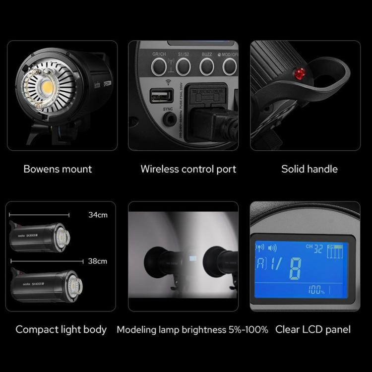 Godox SK400II-V Studio Flash Photo Light 400Ws Bowens Mount Monolight Light (EU Plug) - free shipping - PMC TechLife - Order now!