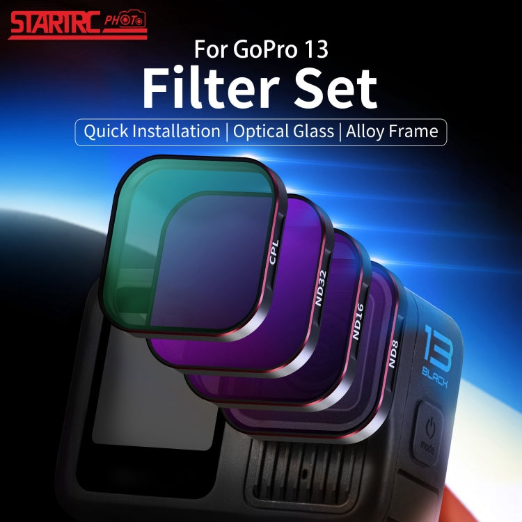 For GoPro HERO13 Black STARTRC Quick Release 4 in 1 ND8 ND16 ND32 CPL Lens Filter - free shipping - PMC TechLife - Order now!
