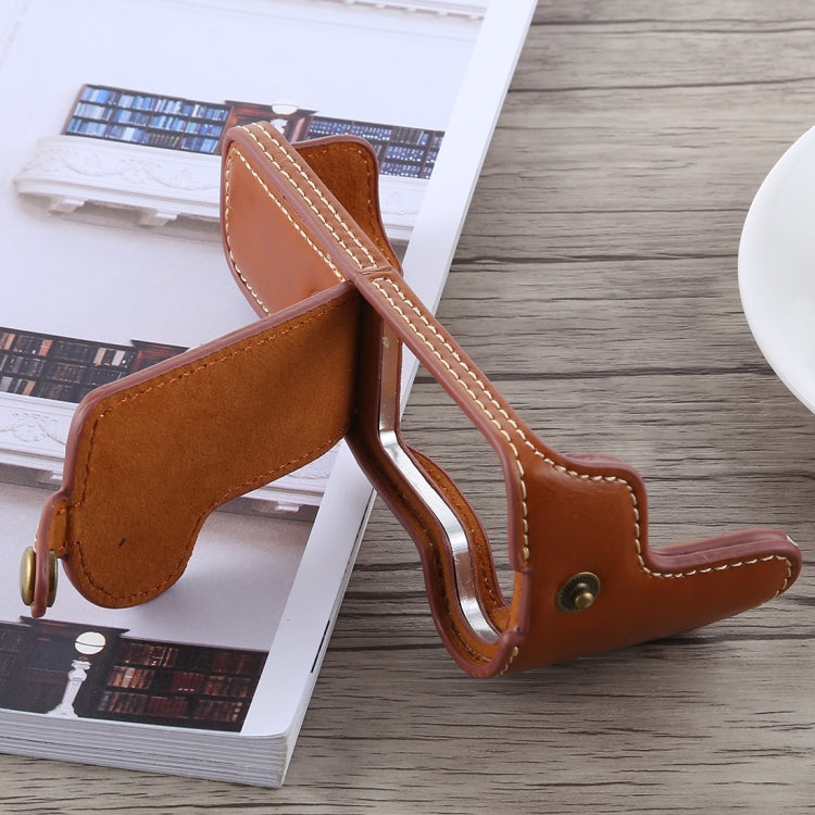 1/4 inch Thread PU Leather Camera Half Case Base for Canon EOS M5(Brown) - free shipping - PMC TechLife - Order now!