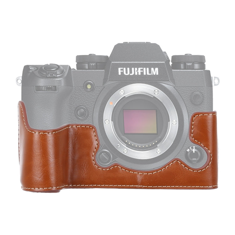 1/4 inch Thread PU Leather Camera Half Case Base for FUJIFILM X-H1 (Brown) - free shipping - PMC TechLife - Order now!