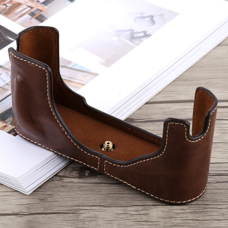 1/4 inch Thread PU Leather Camera Half Case Base for Leica M9 (Coffee) - free shipping - PMC TechLife - Order now!