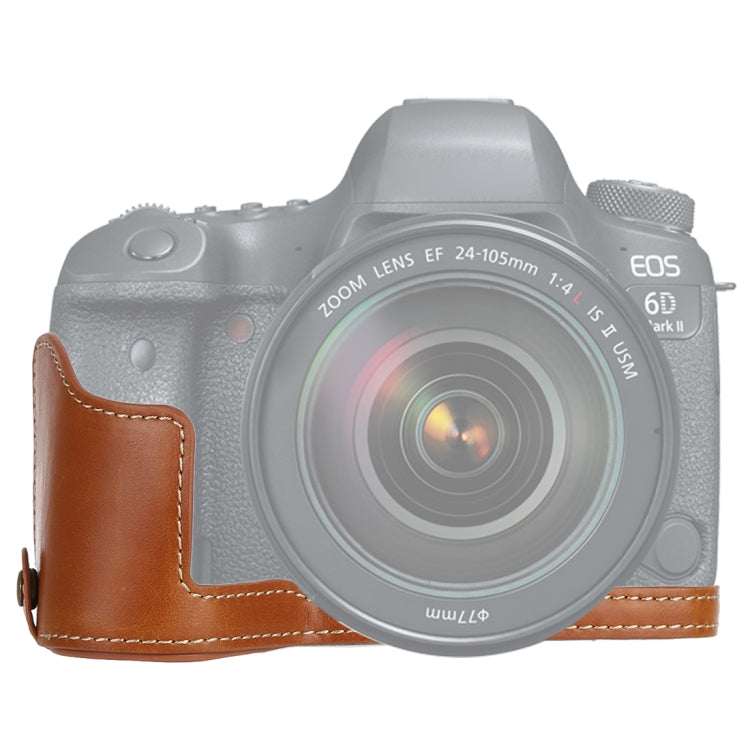 1/4 inch Thread PU Leather Camera Half Case Base for Canon EOS 6D /  6D Mark II (Brown) - free shipping - PMC TechLife - Order now!