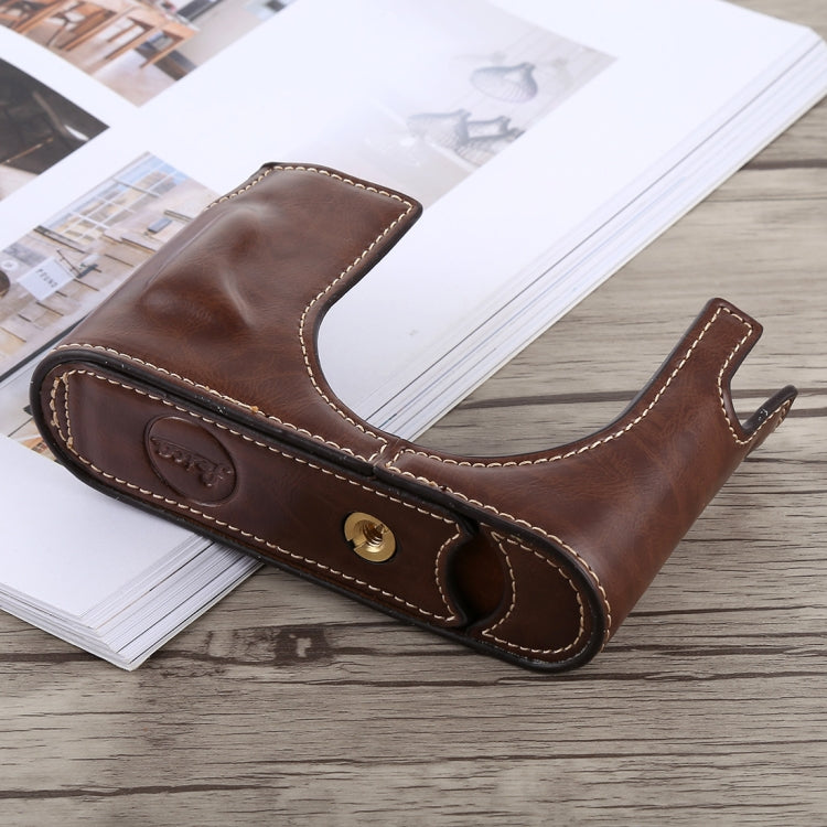 1/4 inch Thread PU Leather Camera Half Case Base for Leica Q (Typ 116)(Coffee) - free shipping - PMC TechLife - Order now!