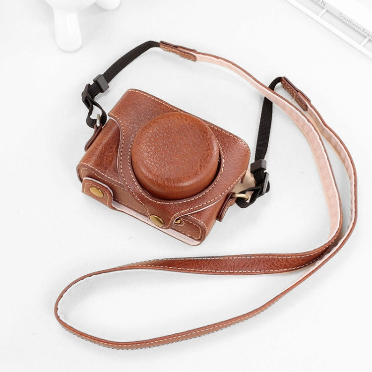 For Sony ZV-1F / ZV1M2 Full Body Camera PU Leather Case Bag with Strap (Coffee) - Leather Bag by PMC TechLife | Online Shopping South Africa | PMC TechLife | Buy Now Pay Later Mobicred