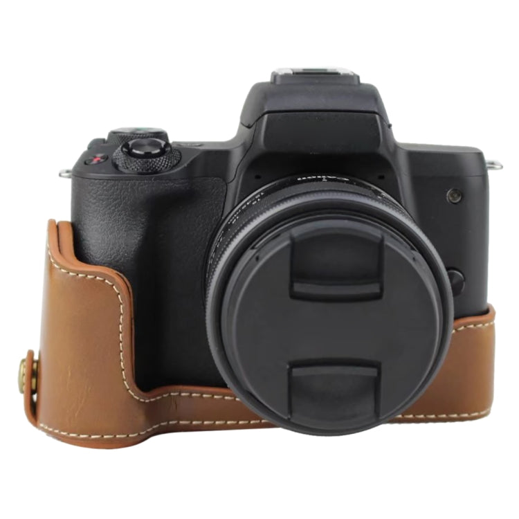 1/4 inch Thread PU Leather Camera Half Case Base for Canon EOS M50 / M50 Mark II (Brown) - Half Case by PMC TechLife | Online Shopping South Africa | PMC TechLife | Buy Now Pay Later Mobicred