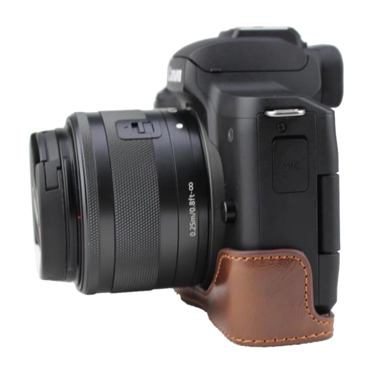 1/4 inch Thread PU Leather Camera Half Case Base for Canon EOS M50 / M50 Mark II (Black) - Half Case by PMC TechLife | Online Shopping South Africa | PMC TechLife | Buy Now Pay Later Mobicred