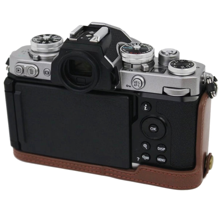 1/4 inch Thread PU Leather Camera Half Case Base for Nikon Z fc (Brown) - Half Case by PMC TechLife | Online Shopping South Africa | PMC TechLife | Buy Now Pay Later Mobicred