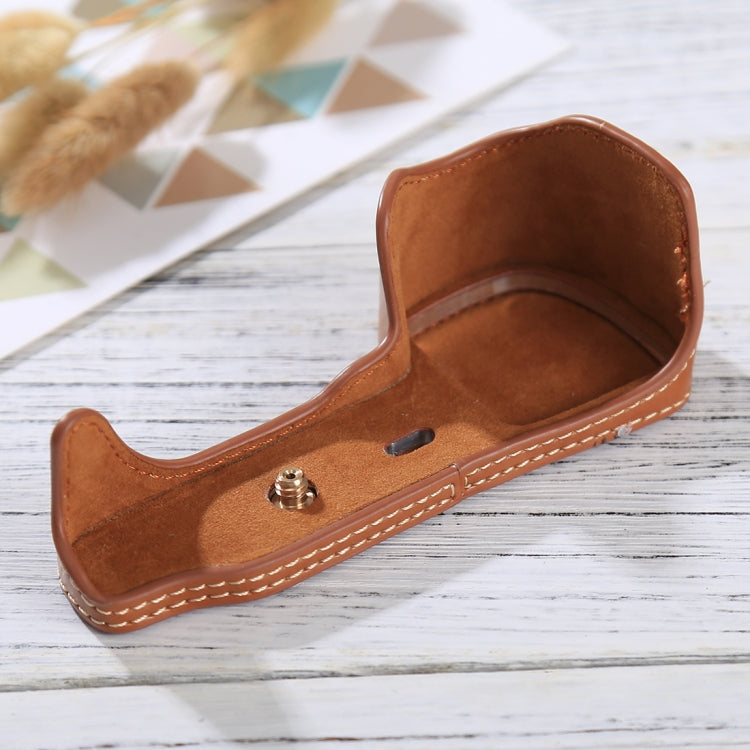 1/4 inch Thread PU Leather Camera Half Case Base for Sony ILCE-6000 / A6000(Brown) - free shipping - PMC TechLife - Order now!