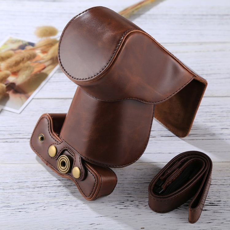 Full Body Camera PU Leather Case Bag with Strap for Canon EOS M6 (18-150mm Lens) (Coffee) - free shipping - PMC TechLife - Order now!