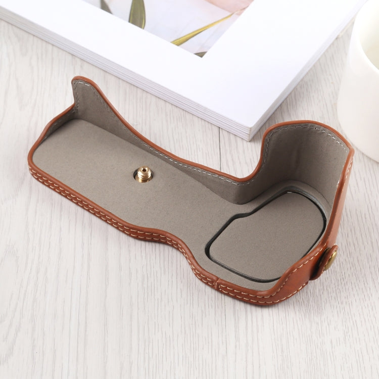 1/4 inch Thread PU Leather Camera Half Case Base for Canon EOS R (Brown) - free shipping - PMC TechLife - Order now!