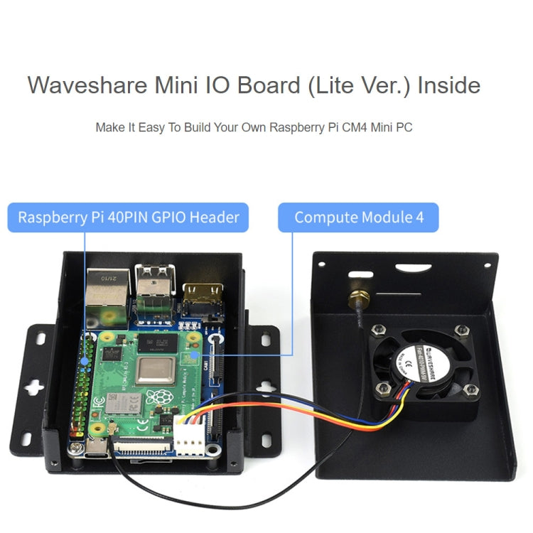 Waveshare Mini IO Board Lite Ver Mini-Computer Base Box with Metal Case & Cooling Fan for Raspberry Pi CM4(US Plug) - free shipping - PMC Jewellery - Order now!