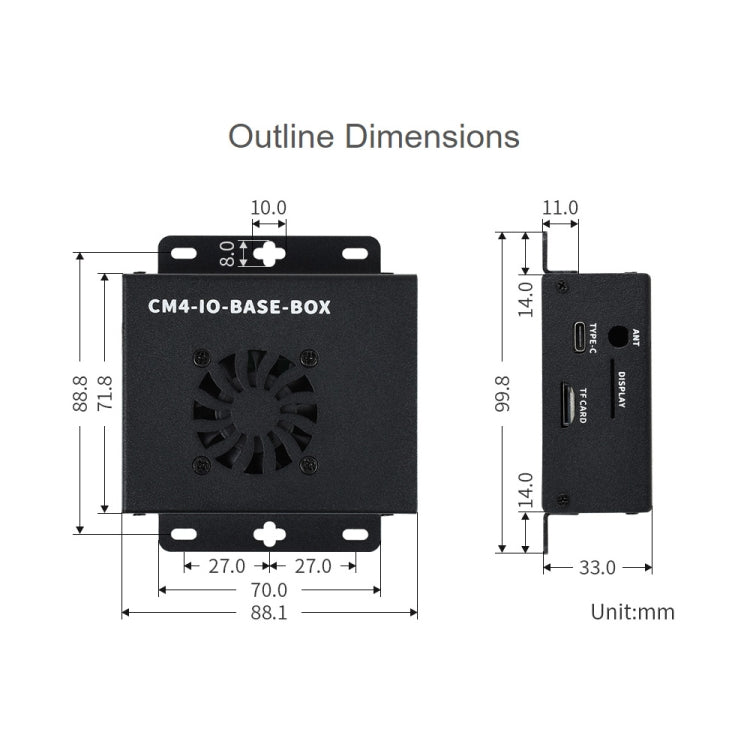 Waveshare Mini IO Board Lite Ver Mini-Computer Base Box with Metal Case & Cooling Fan for Raspberry Pi CM4(US Plug) - Mini PC Accessories by WAVESHARE | Online Shopping South Africa | PMC Jewellery | Buy Now Pay Later Mobicred