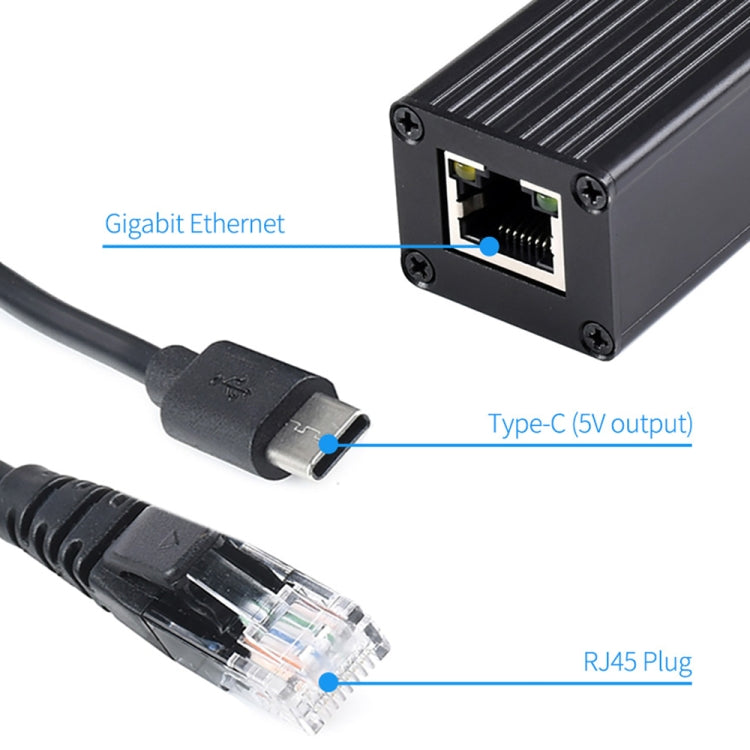 Waveshare Metal Case Gigabit PoE Splitter, 5V 2.5A Type-C Out - free shipping - PMC TechLife - Order now!