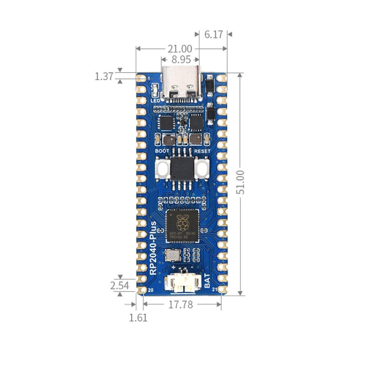 Waveshare RP2040-Plus Pico-like MCU Board Based on Raspberry Pi MCU RP2040, without Pinheader - Modules Expansions Accessories by WAVESHARE | Online Shopping South Africa | PMC Jewellery | Buy Now Pay Later Mobicred