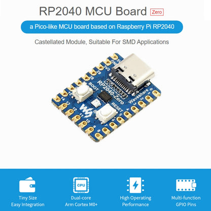 Waveshare RP2040-Zero Pico-like MCU Board Based on Raspberry Pi MCU RP2040, with Pinheader mini Version - Modules Expansions Accessories by WAVESHARE | Online Shopping South Africa | PMC Jewellery | Buy Now Pay Later Mobicred