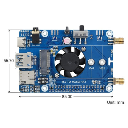 Waveshare SIM7600G-H M.2 4G HAT LTE CAT4 High Speed GNSS Global Band Module for Raspberry Pi - LCD & LED Display Module by WAVESHARE | Online Shopping South Africa | PMC Jewellery | Buy Now Pay Later Mobicred