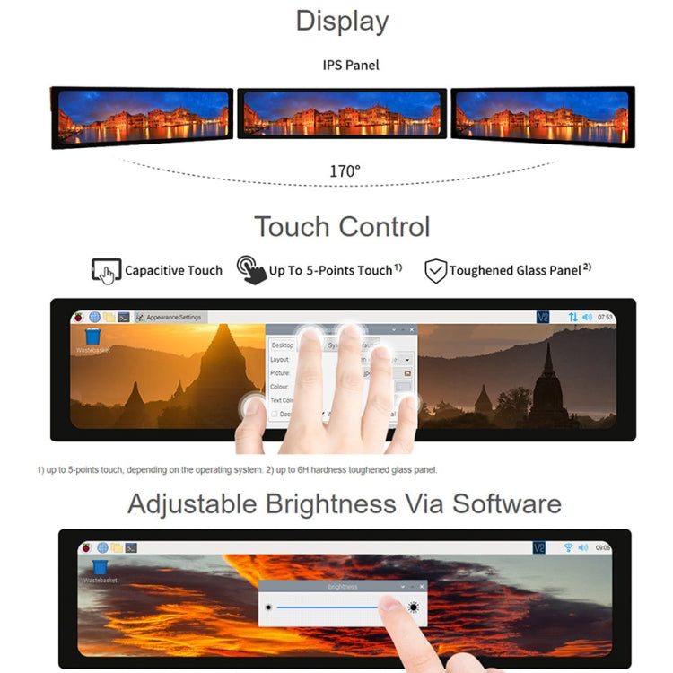 WAVESHARE 11.9 inch Capacitive Touch Display For Raspberry Pi, 320 x 1480, IPS, DSI Interface - free shipping - PMC Jewellery - Order now!