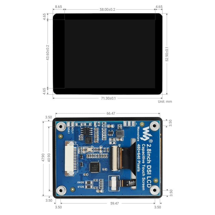 Waveshare 2.8 inch Capacitive Touch Display for Raspberry Pi, 480 x 640, DSI, IPS, Fully Laminated Screen - Modules Expansions Accessories by WAVESHARE | Online Shopping South Africa | PMC Jewellery | Buy Now Pay Later Mobicred