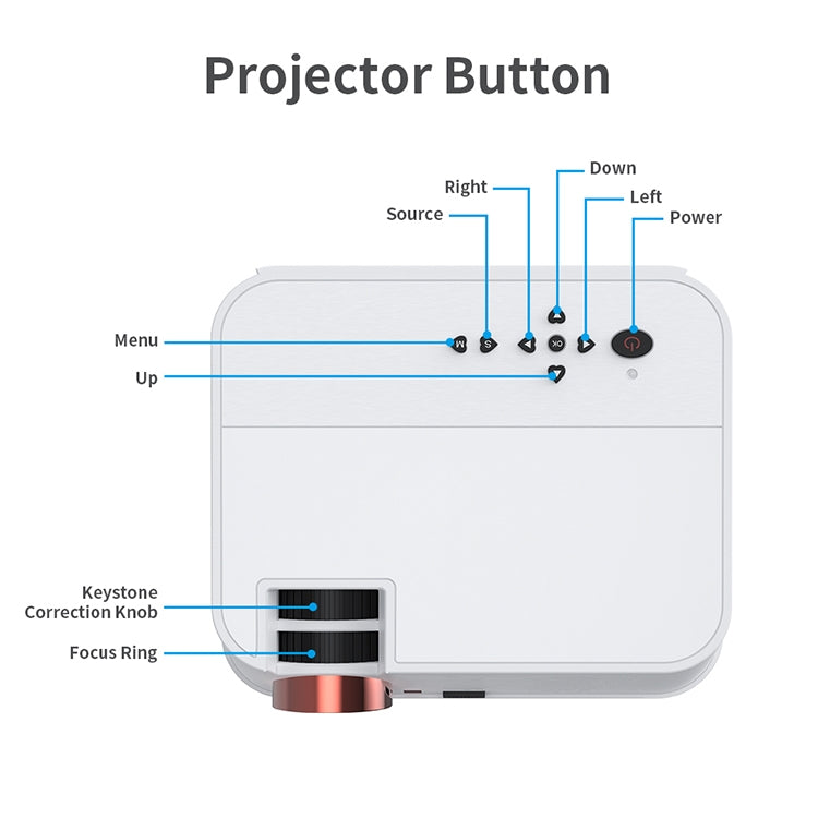 VS626 Android 3500ANSI Lumens 1080*720 Resolution LED+LCD Technology Smart Projector, Support AV / HDMI / SD Card / USB / VGA (Gold) - LED Projector by PMC TechLife | Online Shopping South Africa | PMC TechLife | Buy Now Pay Later Mobicred