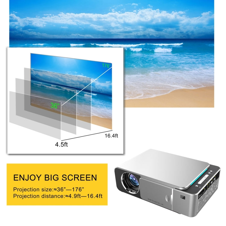 T6 2000ANSI Lumens Mini Theater Projector, Android 7.1 RK3128 Quad Core, 1GB+8GB, EU Plug(Red) - LED Projector by PMC Jewellery | Online Shopping South Africa | PMC Jewellery | Buy Now Pay Later Mobicred