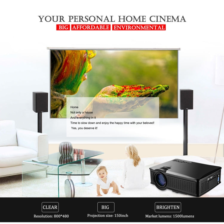 LY-50 1800 Lumens 1280x800 Home Theater LED Projector with Remote Control, Support AV & USB & VGA & HDMI(Black) - LED Projector by PMC Jewellery | Online Shopping South Africa | PMC Jewellery | Buy Now Pay Later Mobicred