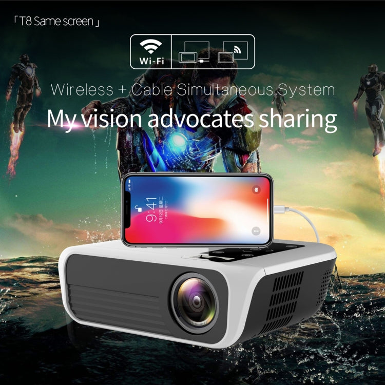 T8 1920x1080 Portable Home Theater Office Full HD Mini LED Projector with Remote Control, Built-in Speaker, Support USB / HDMI / AV / IR, Same Screen Version - LED Projector by PMC Jewellery | Online Shopping South Africa | PMC Jewellery | Buy Now Pay Later Mobicred