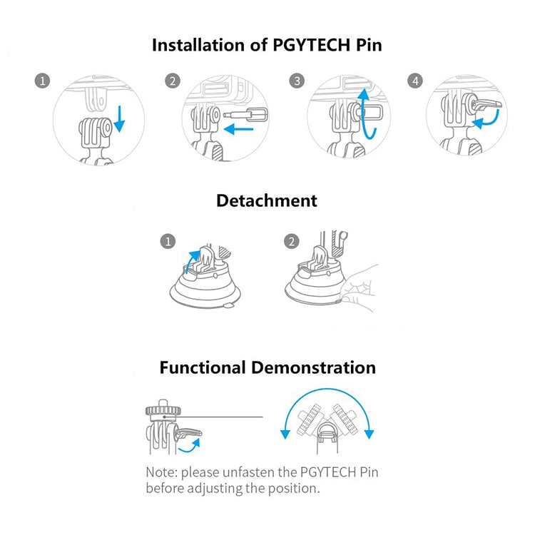 PGYTECH P-GM-132 Action Camera Suction Cup Phone Holder for DJI Osmo Action & GoPro 8/7(Silver) - Mount & Holder by PGYTECH | Online Shopping South Africa | PMC Jewellery | Buy Now Pay Later Mobicred