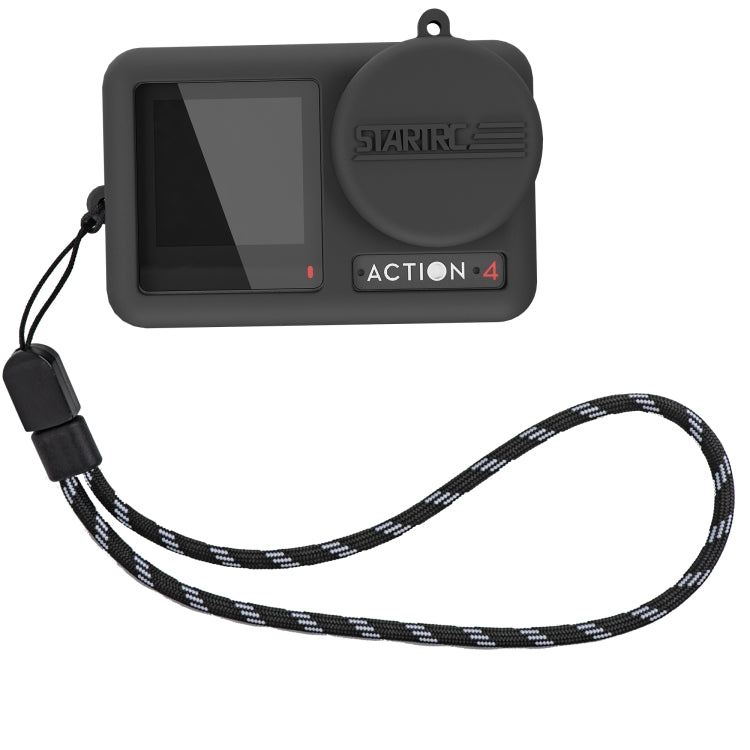 For DJI OSMO Action 4 / 3 STARTRC Silicone Shockproof Case with Lens Cap & Strap (Black) - Case & Bags by STARTRC | Online Shopping South Africa | PMC TechLife | Buy Now Pay Later Mobicred