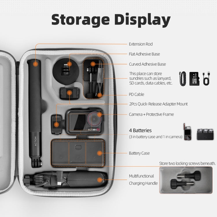 For DJI Osmo Action 5 Pro / 4 / 3 Sunnylife Portable Carrying Case Adventure Combo Bag (Black) - free shipping - PMC TechLife - Order now!