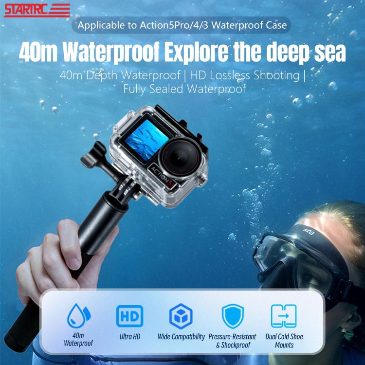 For DJI Osmo Action 5 Pro / 3 / 4 STARTRC 40m Underwater Waterproof Housing Diving Case (Transparent) - free shipping - PMC TechLife - Order now!
