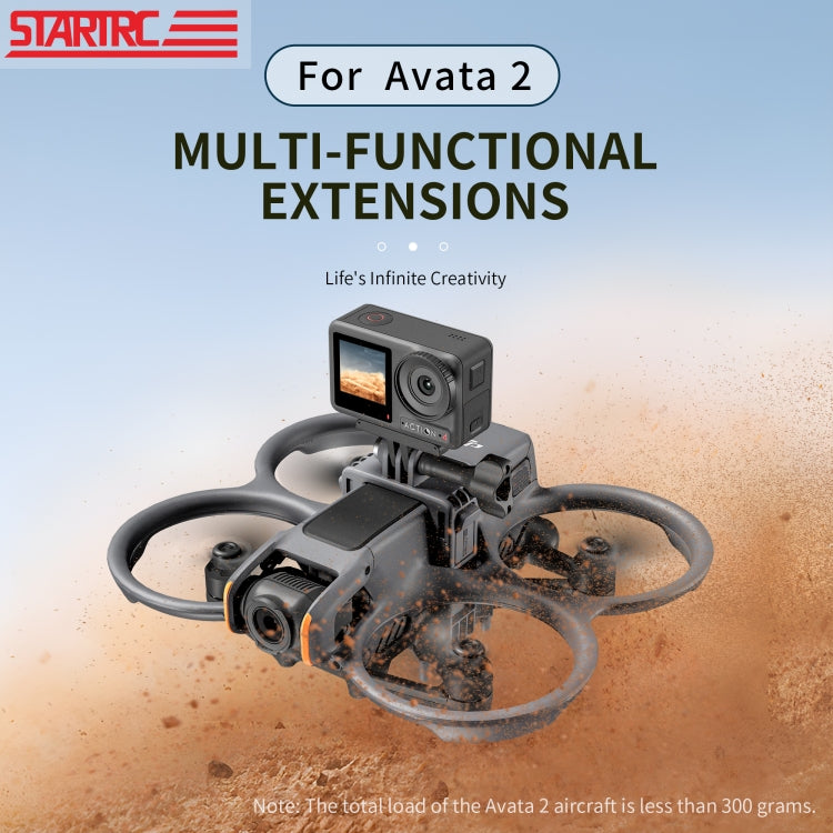 For DJI Avata 2 STARTRC Action Camera Holder Mount Drone Expansion Bracket (Black) - free shipping - PMC TechLife - Order now!