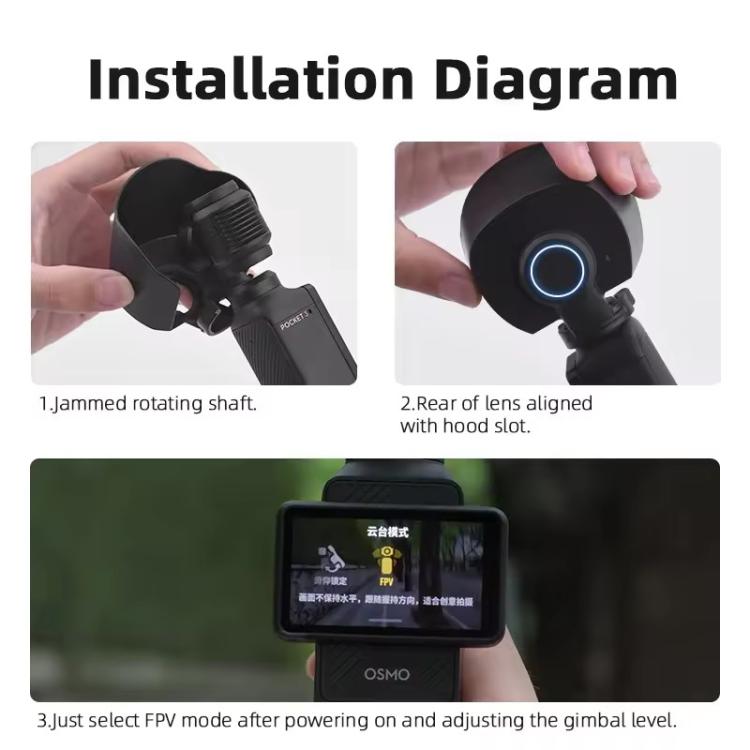 For DJI OSMO Pocket 3 BRDRC Sunshade Lens Protective Cover Hood (Black) - free shipping - PMC TechLife - Order now!