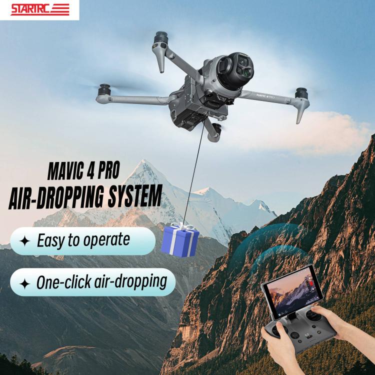 For DJI Mavic 4 Pro STARTRC Air-Dropping System Thrower Parabolic with Expansion Bracket (Black) - free shipping - PMC TechLife - Order now!
