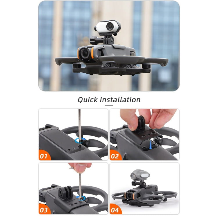 For DJI Avata 2 Sunnylife Action Camera Holder Mount Drone Light Bracket (Black) - Mount & Holder by Sunnylife | Online Shopping South Africa | PMC TechLife | Buy Now Pay Later Mobicred