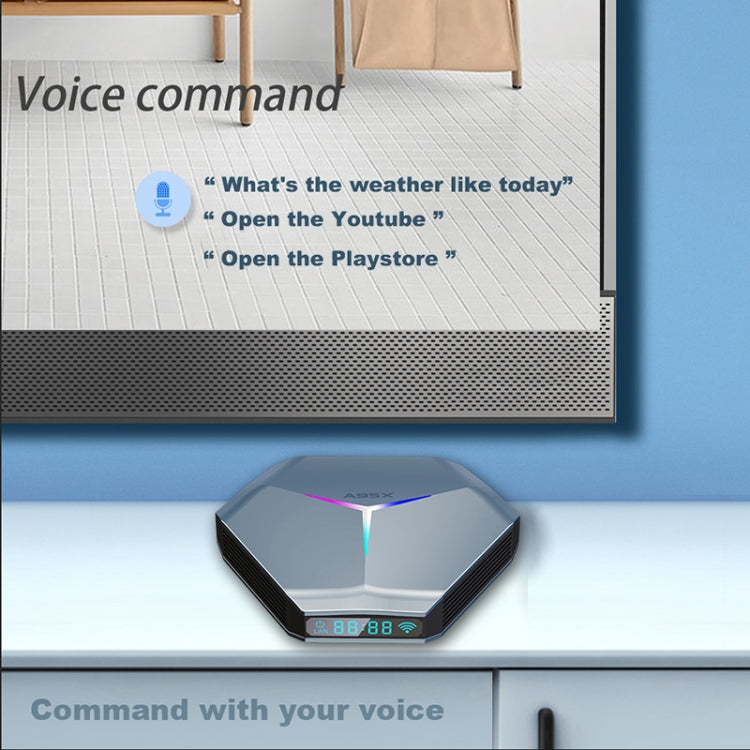 A95X F4 8K UHD Smart TV BOX Android 10.0 Media Player with Remote Control, Amlogic S905X4 Quad Core Cortex-A55 up to 2.0GHz, RAM: 4GB, ROM: 32GB, 2.4GHz/5GHz WiFi, Bluetooth, UK Plug(Metallic Blue) - Amlogic S905 by PMC Jewellery | Online Shopping South Africa | PMC Jewellery