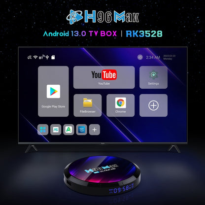 H96 Max 8K Ultra HD Smart TV Box Android 13.0 Media Player with Remote Control, RK3528 Quad-Core, 4GB+32GB(UK Plug) - RK3318 by PMC Jewellery | Online Shopping South Africa | PMC Jewellery | Buy Now Pay Later Mobicred