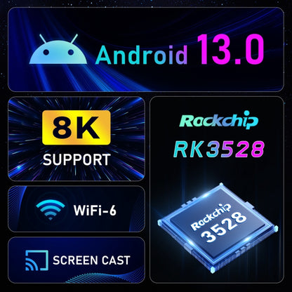 H96 Max 8K Ultra HD Smart TV Box Android 13.0 Media Player with Remote Control, RK3528 Quad-Core, 4GB+64GB(UK Plug) - RK3318 by PMC Jewellery | Online Shopping South Africa | PMC Jewellery