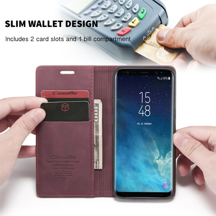 CaseMe-013 Multifunctional Retro Frosted Horizontal Flip Leather Case with Card Slot & Holder & Wallet for Galaxy S8(Wine Red) - Galaxy Phone Cases by CaseMe | Online Shopping South Africa | PMC Jewellery | Buy Now Pay Later Mobicred