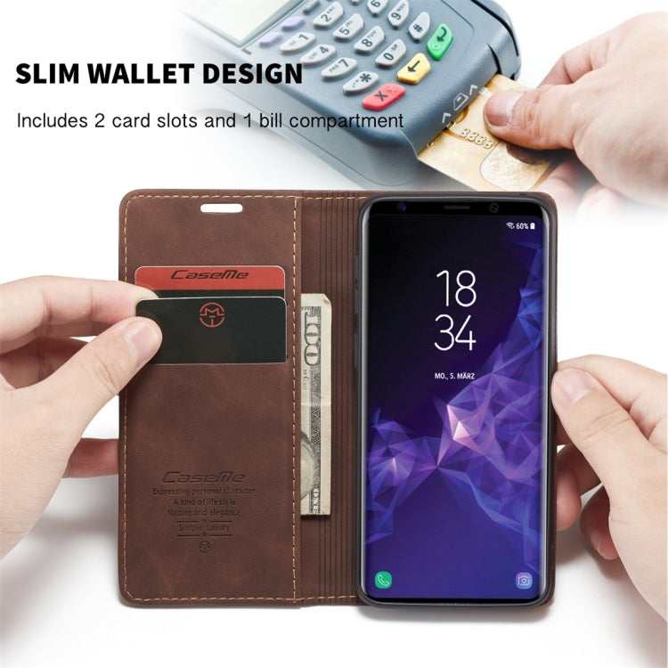 CaseMe-013 Multifunctional Retro Frosted Horizontal Flip Leather Case with Card Slot & Holder & Wallet for Galaxy S9(Coffee) - Galaxy Phone Cases by CaseMe | Online Shopping South Africa | PMC Jewellery | Buy Now Pay Later Mobicred