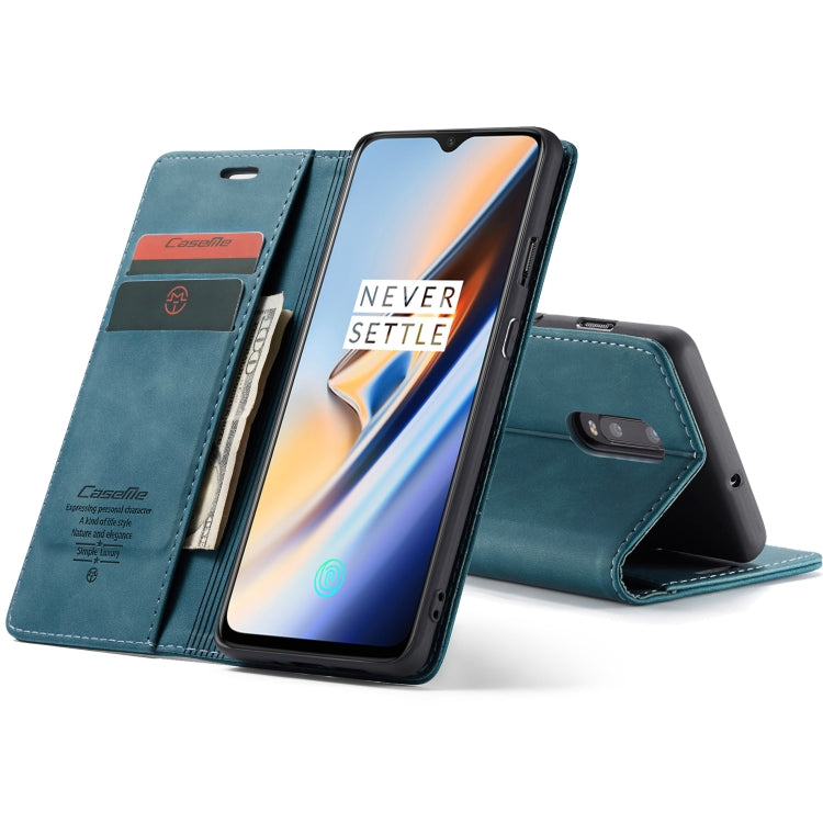 CaseMe-013 Multifunctional Horizontal Flip Leather Case with Card Slot & Holder for OnePlus 7(Blue) - OnePlus Cases by CaseMe | Online Shopping South Africa | PMC Jewellery | Buy Now Pay Later Mobicred