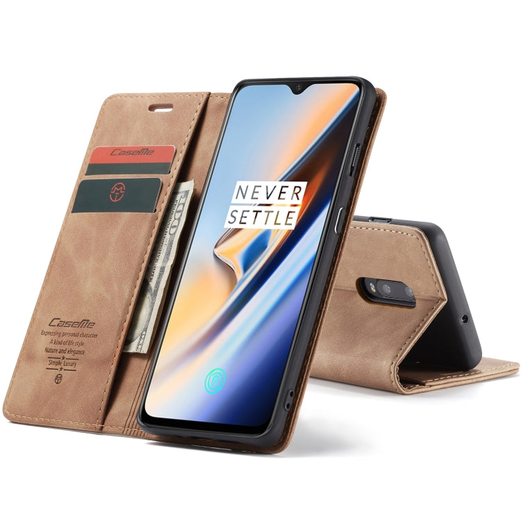 CaseMe-013 Multifunctional Horizontal Flip Leather Case with Card Slot & Holder for OnePlus 7(Brown) - OnePlus Cases by CaseMe | Online Shopping South Africa | PMC Jewellery | Buy Now Pay Later Mobicred