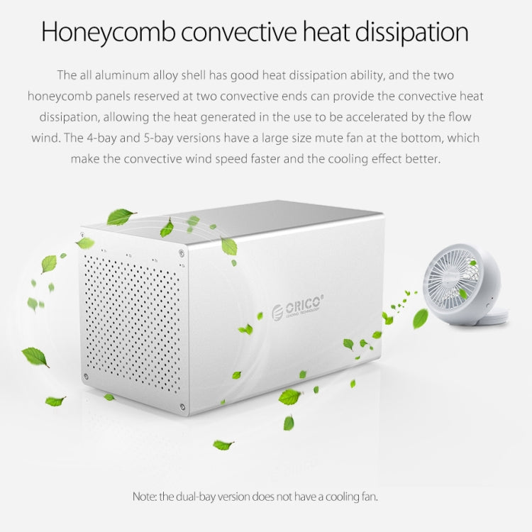 ORICO Honeycomb Series WS500U3 SATA 3.5 inch USB 3.0 5 Bays Aluminum Alloy HDD / SSD Enclosure, The Maximum Support Capacity: 50TB - HDD Enclosure by ORICO | Online Shopping South Africa | PMC TechLife | Buy Now Pay Later Mobicred