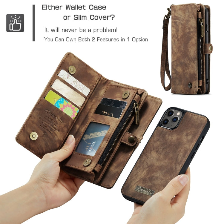 For iPhone 11 Pro Max CaseMe-008 Detachable Multifunctional Horizontal Flip Leather Case with Card Slot & Holder & Zipper Wallet & Photo Frame (Brown) - iPhone 11 Pro Max Cases by CaseMe | Online Shopping South Africa | PMC Jewellery | Buy Now Pay Later Mobicred